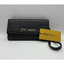 Steve Madden BMason Embossed Wristlet Wallet in Black Faux Leather New
