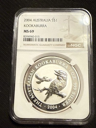 AUSTRALIA 2004 $1 SILVER 1 OZ KOOKABURRA COIN NGC MS 69