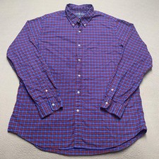 Ralph Lauren Shirt Mens XL Blue Red Plaid Classic Fit Button Down Cotton
