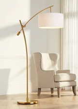 Raymond Modern Arc Floor Lamp 69" Tall Warm Gold Adjustable Living Room Reading