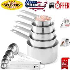 Precision 10-Piece Stainless Steel Measuring Set - Clear Markings & Easy Storage