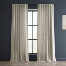 108" Heavy Faux Linen Light Filtering Curtains - Melted Cream, 1 Panel