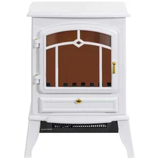 750-Watt/ 1500-Watt White Electric Fireplace Tower Radiant Infrared Space Heater