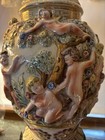 Vintage 35" CAPODIMONTE PAINTED PORCELAIN Table Lamp Italy 18 CHERUBS Amazing — photo 5