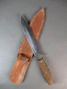 Case XX Pig Sticker Full Tang WWII Vietnam Combat Fighting Knife Leather Sheath