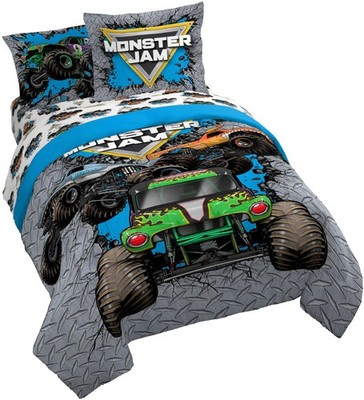 Kids Comforter Set 7 Piece Queen Gray - Monster Jam Franco Sheets Pillow Covers