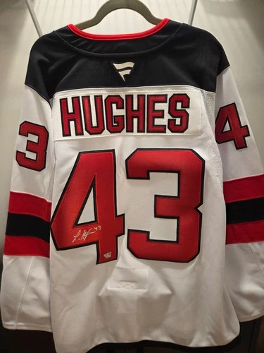 2025 Fanatics Under Wraps NHL Autographed Jersey Luke Hughes New Jersey Devils