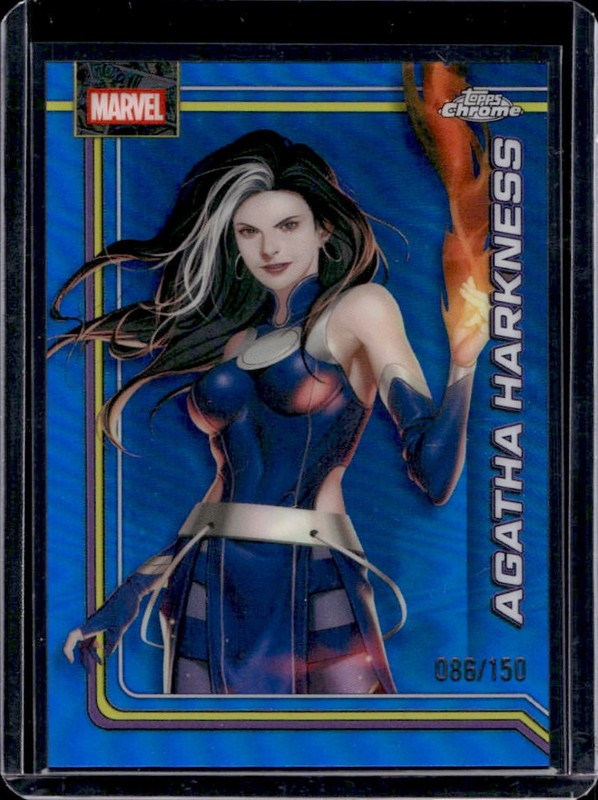 2026 Topps Chrome Marvel Comics Agatha Harkness Blue Refractor #/150