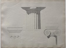 Antique Greek Architectural Engraving Pilaster Doric and Ionic Capitals 1868