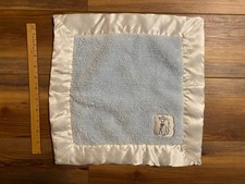 LITTLE GIRAFFE LOVEY SQUARE BLANKET BLUE SATIN TRIM LOVEY BLANKIE GUC