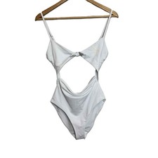 Marahoffman Size Small Womens Swimsuit Silver One Piece Cut Out Tie Knot
