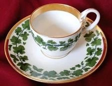 Antique Meissen Ivy Cup and Saucer Swan Handle Gold Tea  Coffee Cup and Saucer