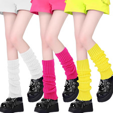 3 Pairs Leg Warmers for Women, 80S 90S Fashion Knit Leg Warmer Socks for Party D
