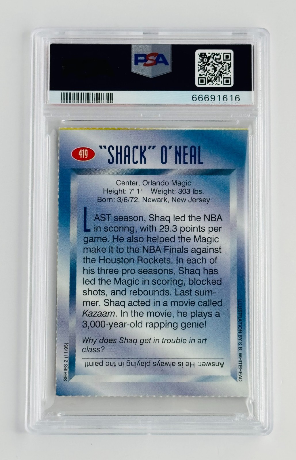 1995 SI For Kids Shaquille Shack O'Neal PSA 10 POP 3 Vintage Magic Lakers HOF view 3