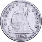 [#639304] United States, Quarter, Seated Liberty, 1876, U.S. Mint, Silver, VF