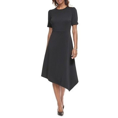 Karl Lagerfeld Paris Dress Womens 8 Black Asymmetrical Hem Puff Sleeve Midi  NWT 194775157387| eBay