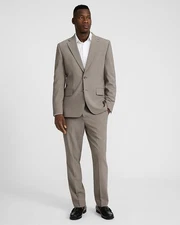 NEW EXPRESS $128 TAUPE SLIM WOOL BLEND WASHABLE MODERN TECH SUIT PANT SZ 30/30