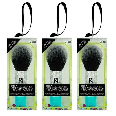 3 PACK Real Techniques Mini Medium Blush Brush, # 01811, Travel Size, Ornament