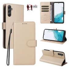 Étui en cuir avec portefeuille 3 cartes et bloc texture RFID Litchi pour Galaxy