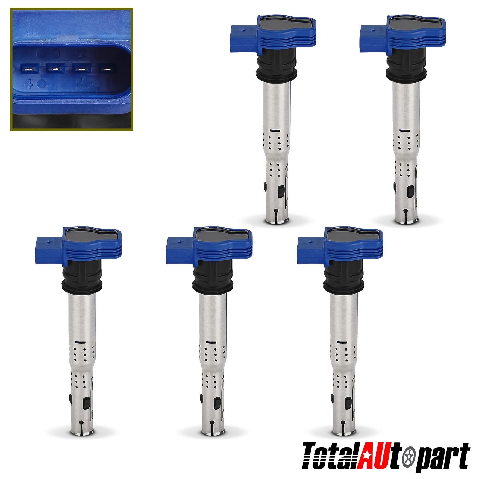 5x Blue Ignition Coil for Volkswagen Jetta Passat Golf Beetle Audi Lamborghini