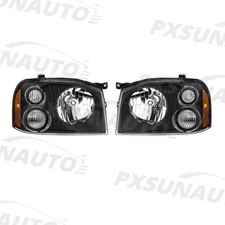 Headlights Pair For 01-04 Nissan Frontier XE/SE 2001-2004 Black Right&Left Light