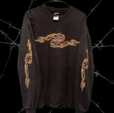 Crazy 2004 Barbed Wire Sleeve Hit Harley Davidson Long Sleeve XL