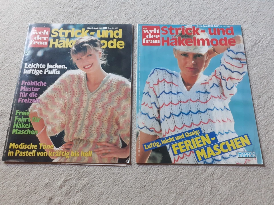 2 Hefte Die Welt der Frau Strick- und Häkelmode Nr. 4 1981 und Nr. 6 1982 - Bild 1 von 1
