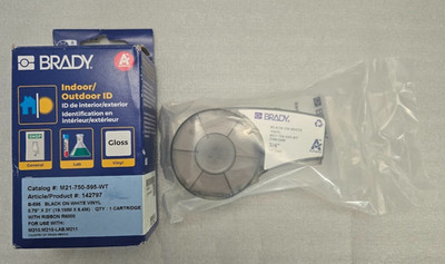 Brady #M21-750-595-WT Black on White Vinyl Label 0.75''x21' BMP21 Series