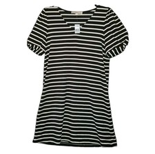 Ann Taylor Loft Casual Dress SMALL Striped Short Sleeve Comfort Stretch Coastal