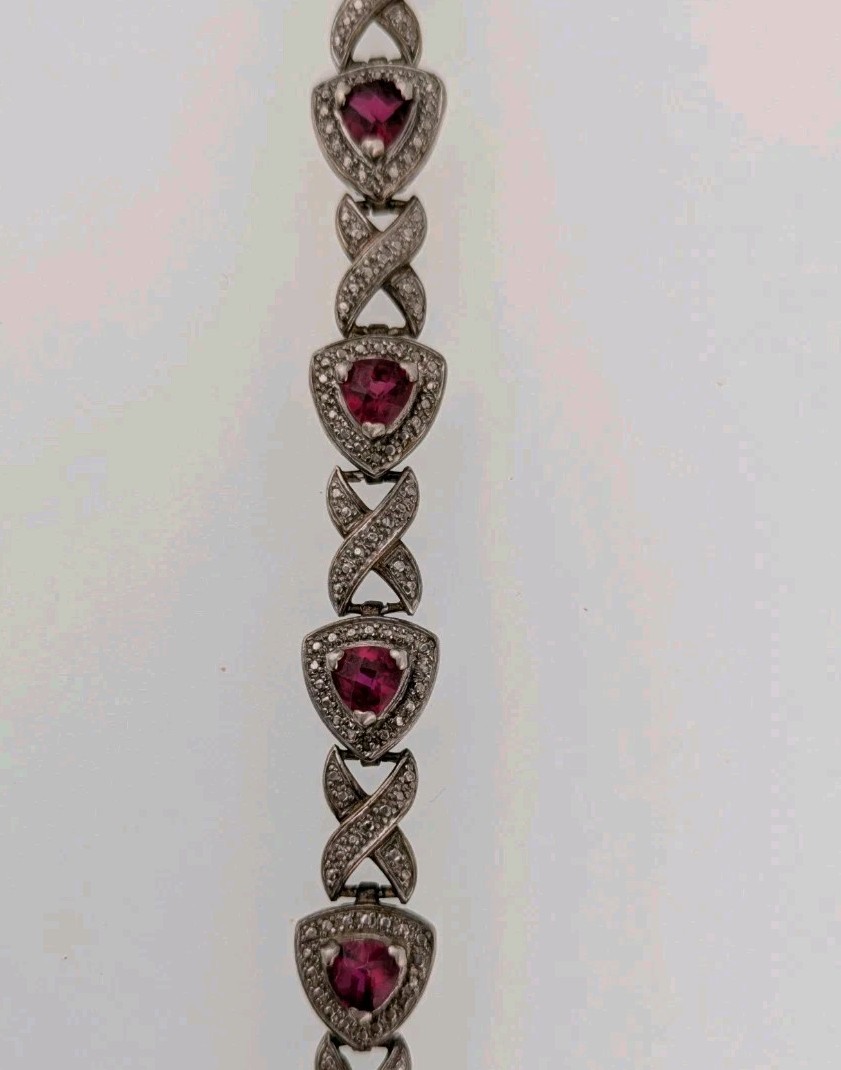 10ct Ruby Sterling Silver Bracelet 925 Tennis 8" … - image 14