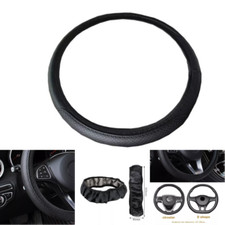 Cubierta de volante de coche negra cuero buen agarre accesorios de coche para 15"/37-38CM