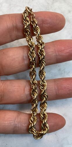 Vintage 14K Yellow Gold Rope Chain Bracelet 5.13 Grams