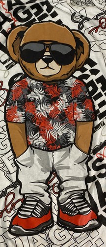 OG Hustle Savage Bear All Over Print Short Sleeve White T-shirt Men's Size 4XL - Picture 3 of 8