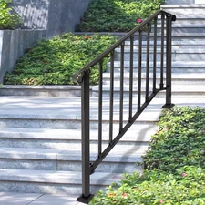 Steel Handrail Adjustable for 4-5 Steps Outdoor Stair Railing Step Hand Rail