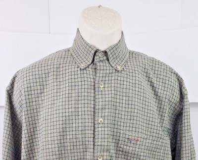 Greg Norman Collection Long Sleeve Mens Shirt Medium Plaid Pocket 100% Cotton