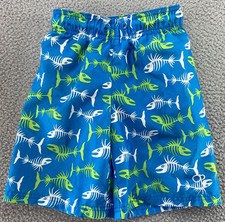 OP Boy's Multicolor Fish Bones Lined Swim Trunks Size S 6-7