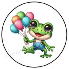 FROG HOLDING BALLOONS ENVELOPE SEALS LABELS STICKERS PARTY FAVORS