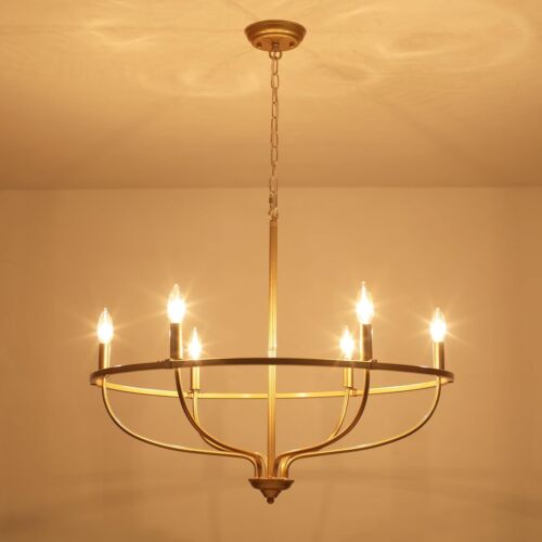 Gold Chandelier Vintage Pendant Light Fixture Living Room Ceiling Lighting Foyer