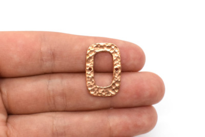 Copper Over Brass Hammered Rectangle Links with Two Holes, 1 Piece, 14x22mm
