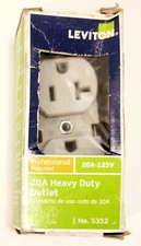 Leviton Professional 20 Amp 125-Volt Industrial Grade Duplex Outlet, Gray 5352