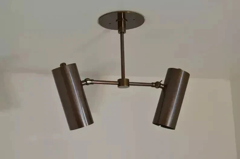 Lámpara de techo ajustable moderna italiana Mid-Century de latón doble Foto 4 de 4