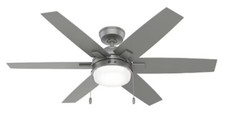 NIB Hunter Indoor Easy-Install 52" 6-Blade CEILING FAN w/ LED Silver Finish