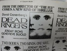DEAD RINGERS Movie Mini Ad and Directory Slug Sheet VTG Advertising Poster Film