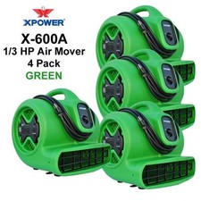 XPOWER X-600A 2400 CFM Air Mover Blower Carpet Dryer Fan Daisy Chain 4Pack-Green