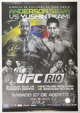 Anderson Silva Yushin Okami Mauricio Rua + Signed by Card UFC 134 Rio Poster SBC