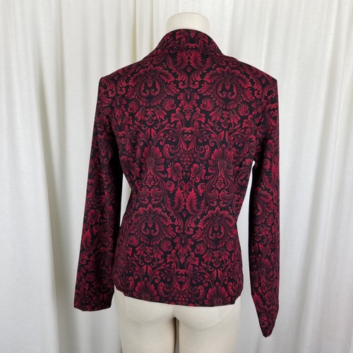 Briggs New York Floral Leaf Vines Stretch Jacket Blazer Womens S 80s Black Red - Picture 4 of 7