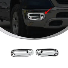 Chrome Front Fog Light Cover Trim Frame For Dodge RAM 1500 2018-2022 Exterior