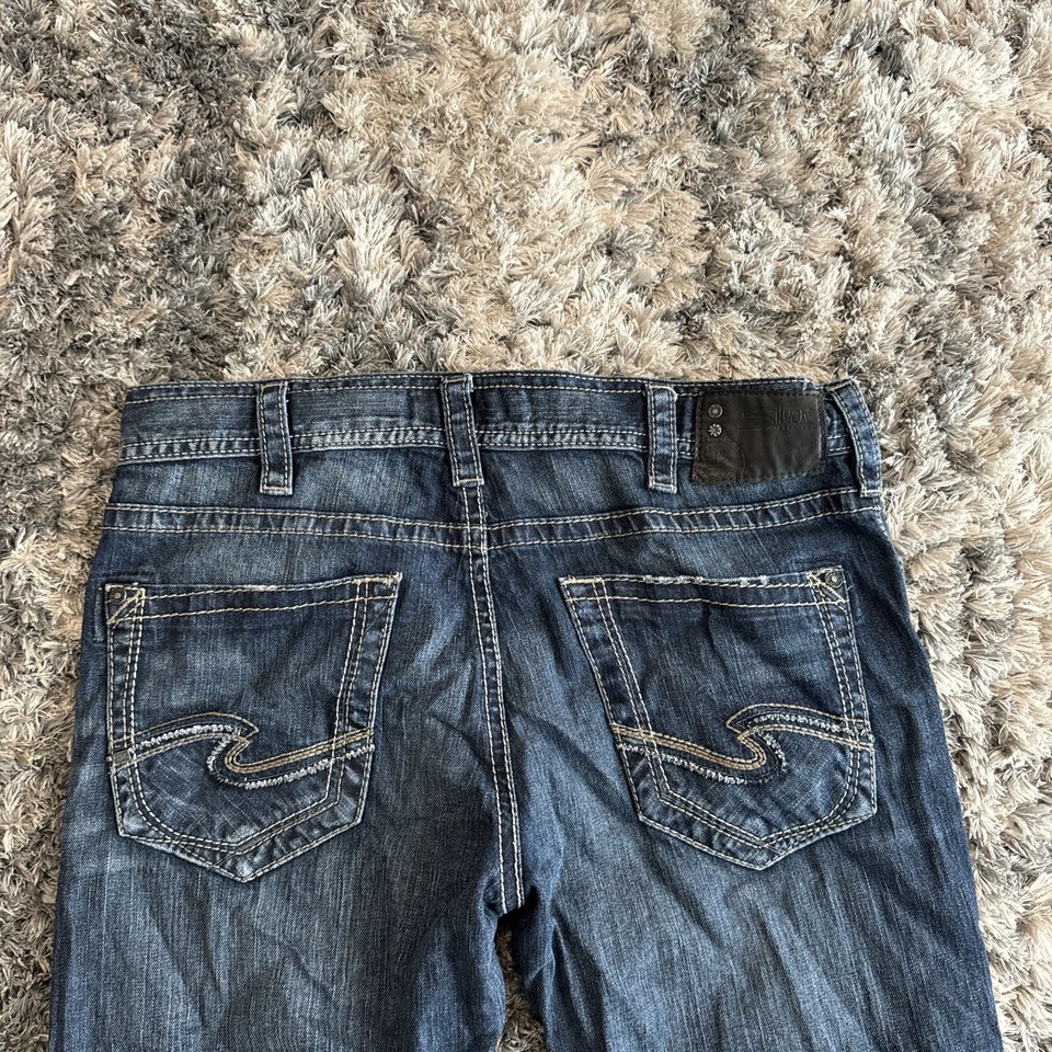 Jean Rare Silver Embroidered Full Art Size 38x30 Zac Length Y2K Jnco