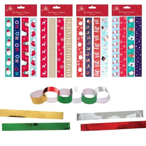 Tallon 80 Catene Di Carta Natalizie Autoadesive - Confezione Con 4 Design Assortiti Per Decorazioni Fai-Da-Te - 4