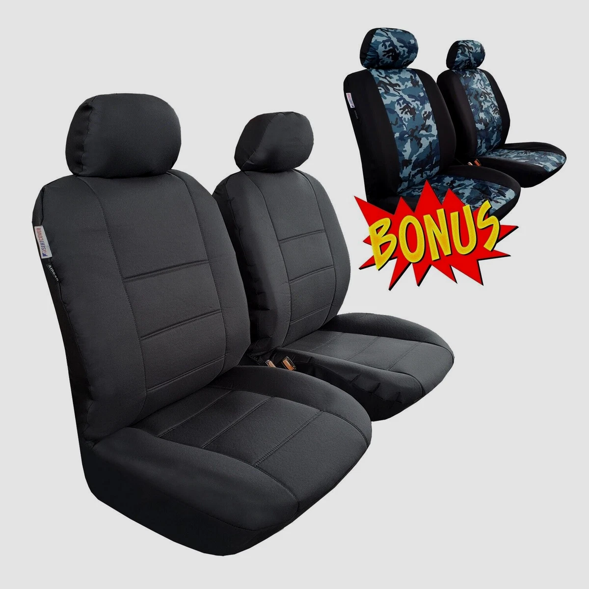 Waterproof Black Canvas Seat Covers Front Pair For PROTON JUMBUCK
